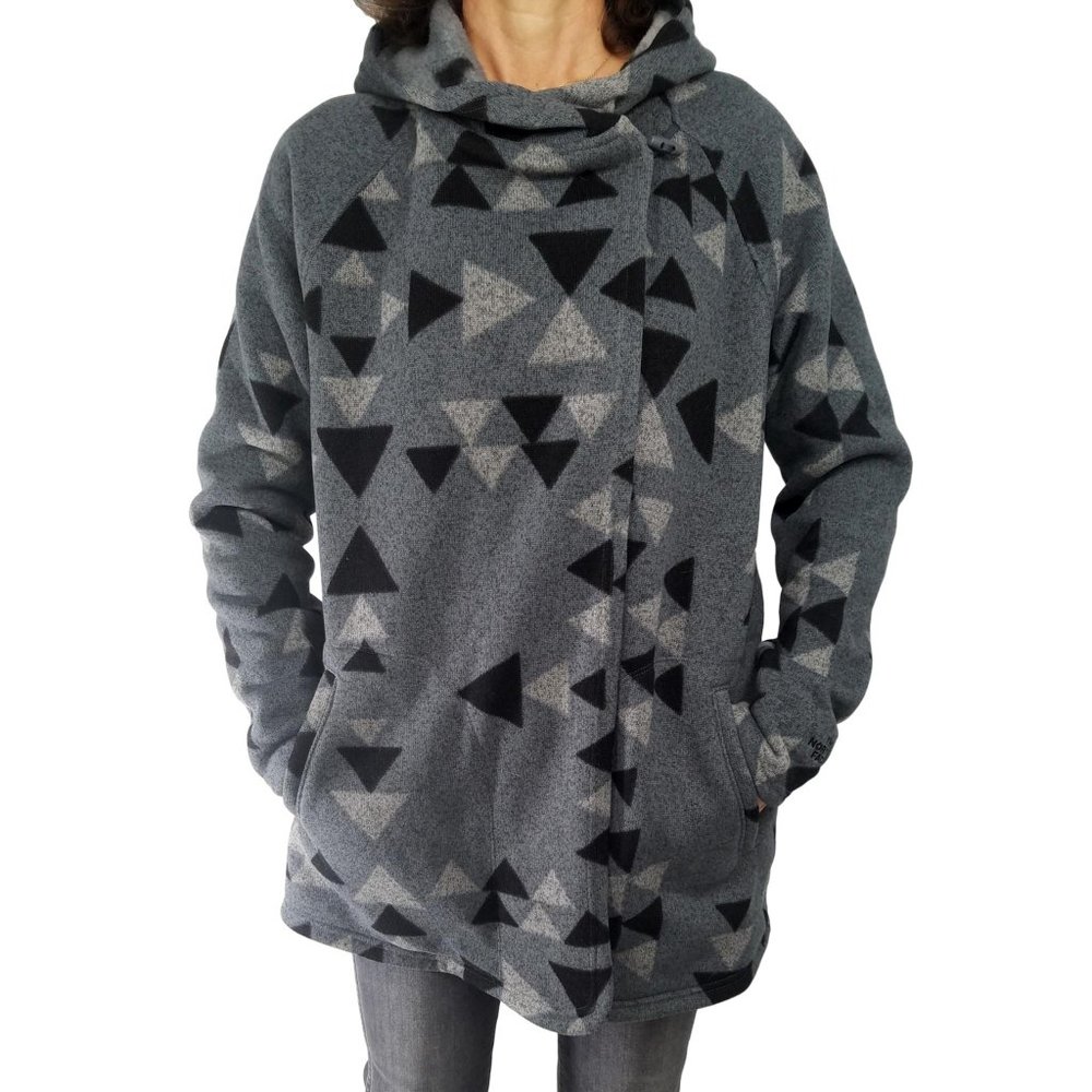 XL Crescent Hooded Jacket Toggle Gray Aztec Print